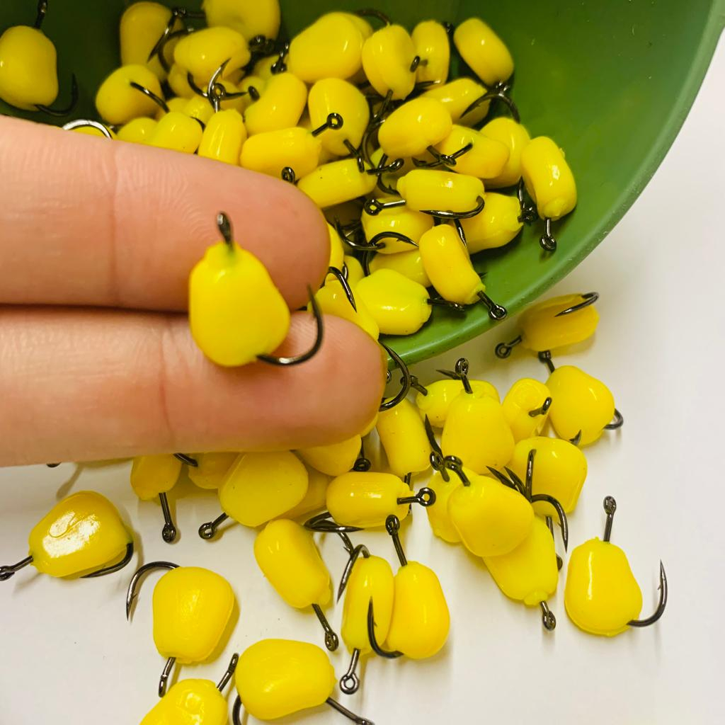 KIT COM ISCAS ARTIFICIAL MILHO + ANZOL PARA TILÁPIA PARA PESCA