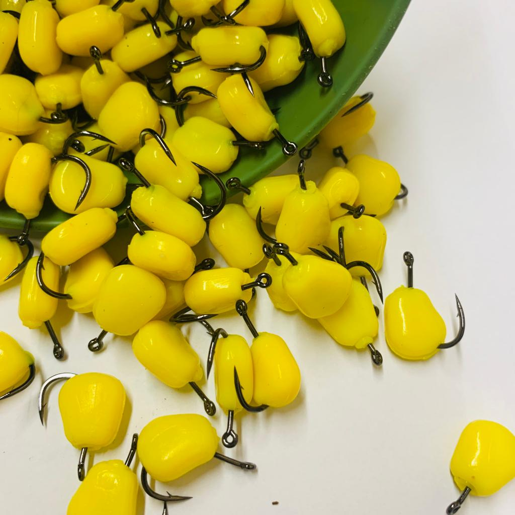 KIT COM ISCAS ARTIFICIAL MILHO + ANZOL PARA TILÁPIA PARA PESCA