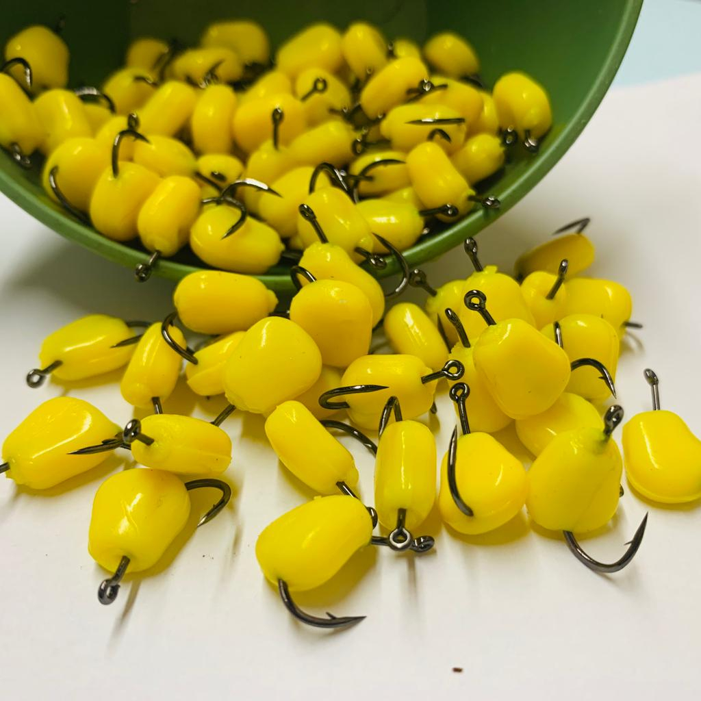 KIT COM ISCAS ARTIFICIAL MILHO + ANZOL PARA TILÁPIA PARA PESCA