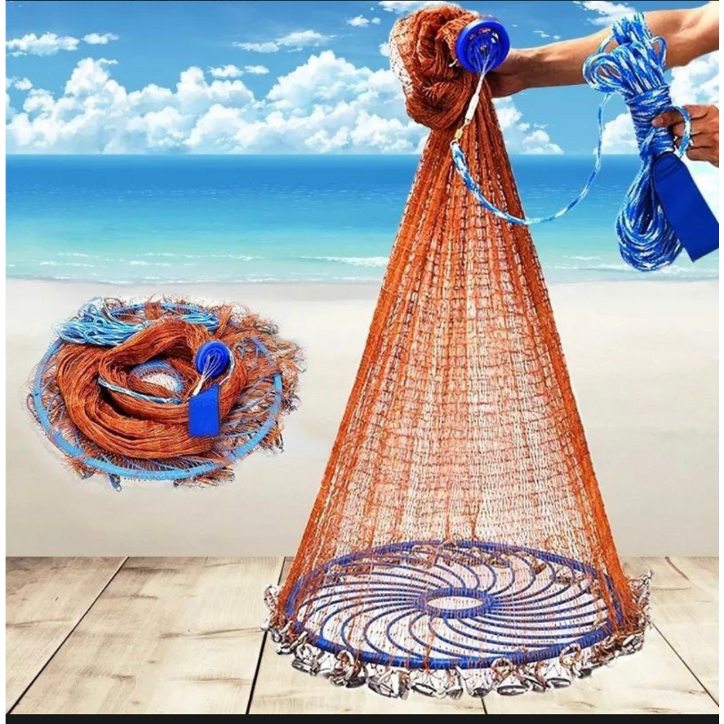 Rede Pesca Tarrafa 3 Metros Discos Pescaria Malha Multifilamento Peixe Tainha Lambari Robalo Tilapia