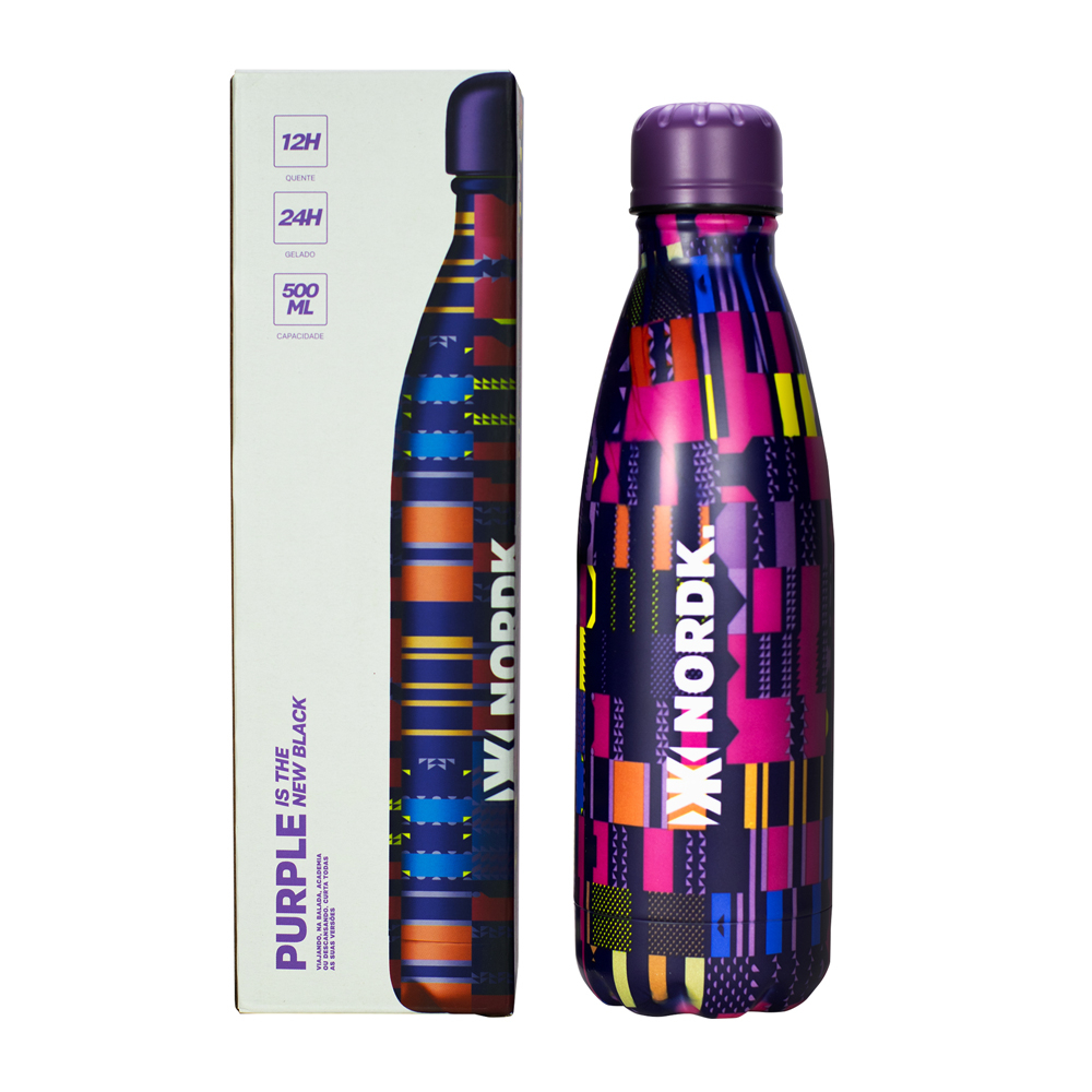 Garrafa Térmica Nordk Purple is The New Black Aço Inoxidável 500ml