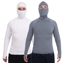Kit 2 Segunda Pele Camisa Térmica Anti Frio Térmica Touca Ninja Frio Proteção Solar