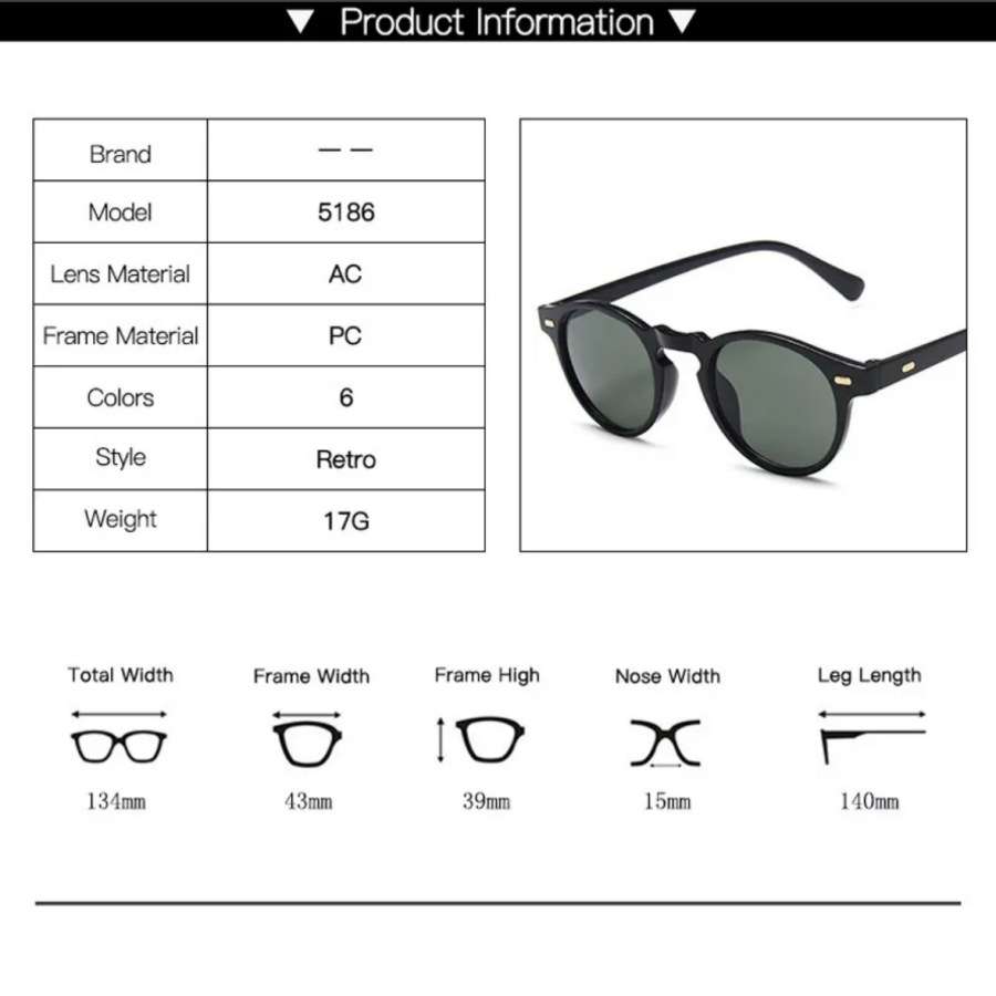 Óculos De Sol Clássicos Oval Unissex Transparente Pequeno Para Masculino E Mulheres 28079