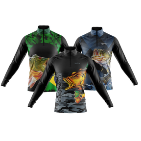 Kit 3 Camisas Masculino de Pesca Manga Longa com Proteção Solar UV Confortável
