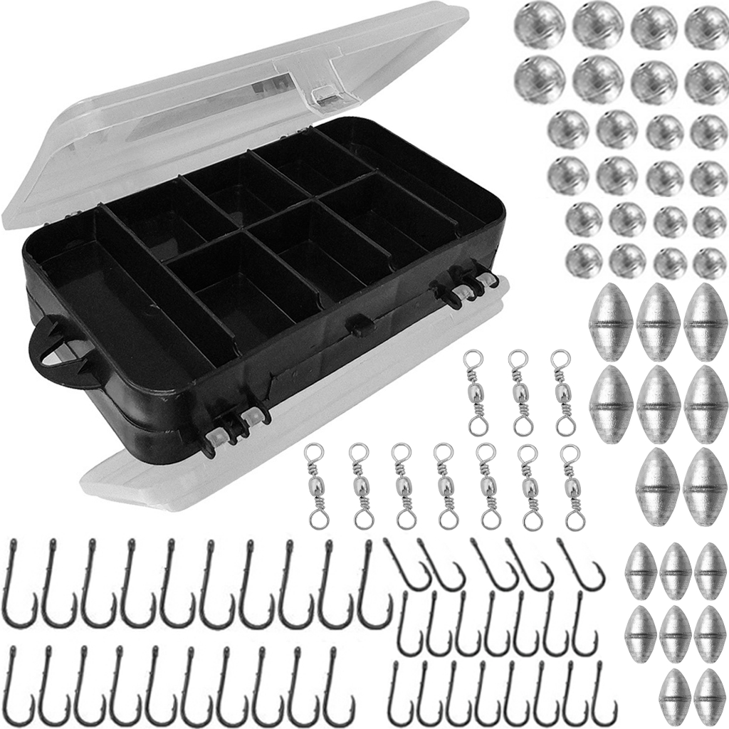 Kit Pesca Esportiva Chumbada Anzol Giradores e Boias Sino e Linha