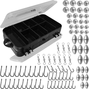 Kit Pesca Esportiva Chumbada Anzol Giradores e Boias Sino e Linha