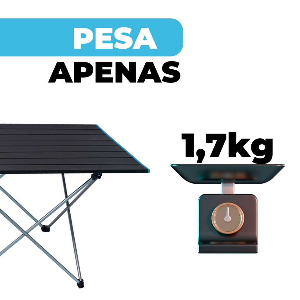 Mesa Dobrável Ultraleve para Uso Externo Alumínio Camping Piquenique Bask