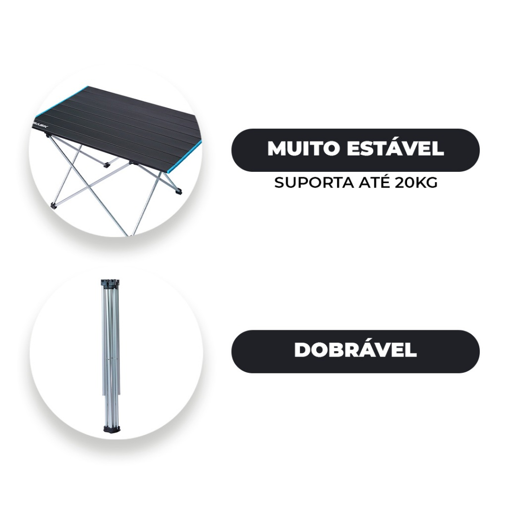 Mesa Dobrável Ultraleve para Uso Externo Alumínio Camping Piquenique Bask