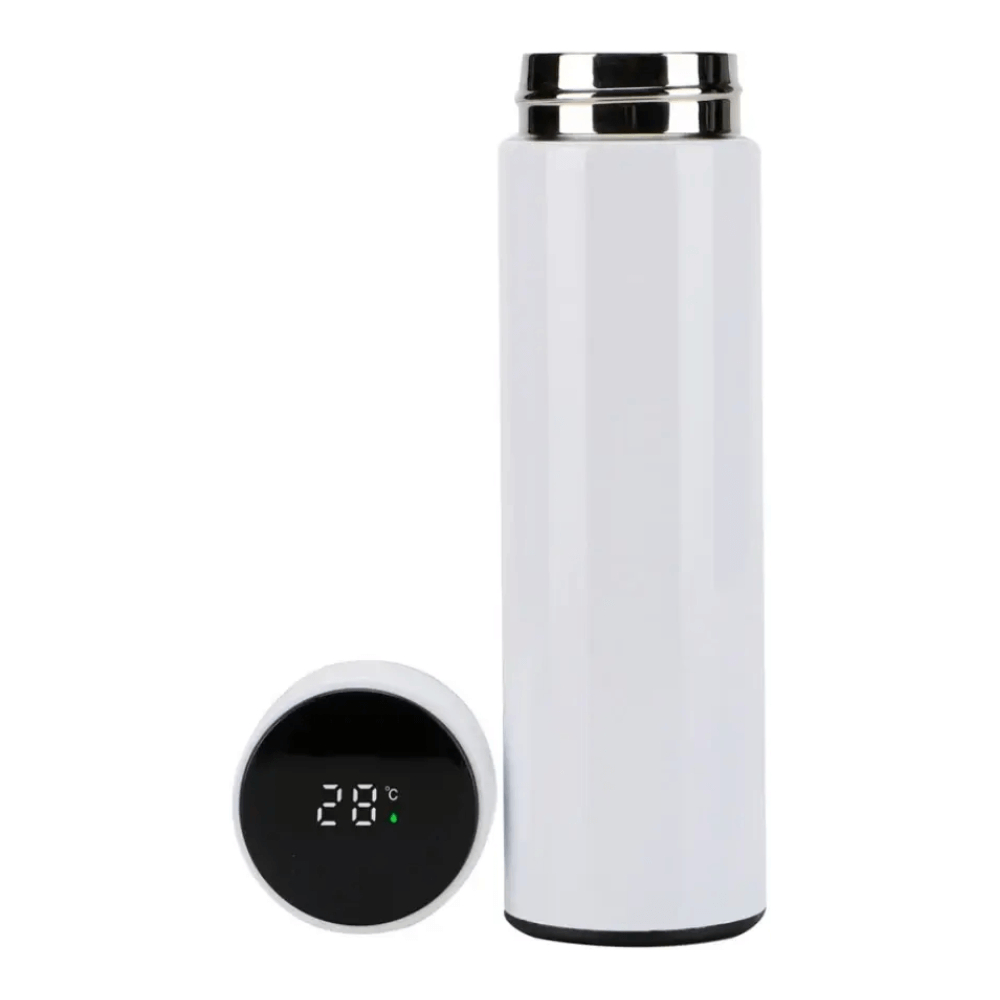 Garrafa Térmica Inox 500 Ml Com Medidor De Temperatura Ideal Para Viagens Escritório