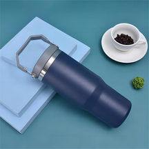 Garrafa Térmica 900ML Com Alça Flip Tumbl Aço Inoxidável Isolamento Térmico Com Canudo P/ Academia Trabalho Caminhada