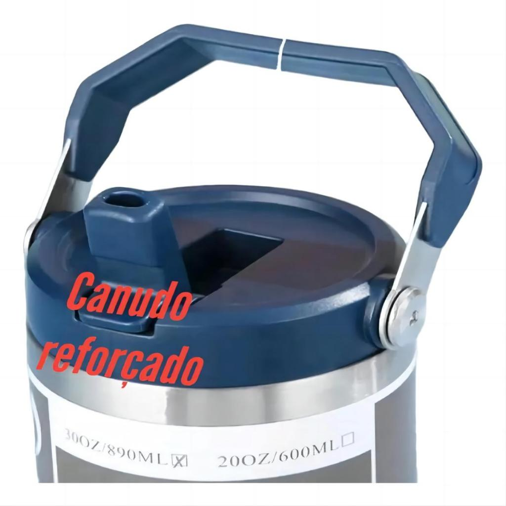Garrafa Térmica 900ML Com Alça Flip Tumbl Aço Inoxidável Isolamento Térmico Com Canudo P/ Academia Trabalho Caminhada