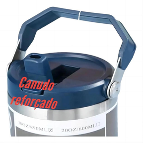 Garrafa Térmica 900ML Com Alça Flip Tumbl Aço Inoxidável Isolamento Térmico Com Canudo P/ Academia Trabalho Caminhada