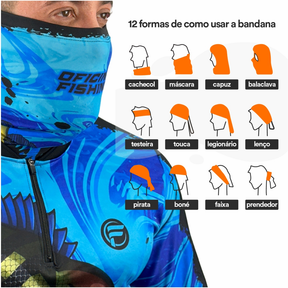 Kit Camisa Camiseta De Pesca + Bandana C/ Proteção Térmica Uv50 Dryfit