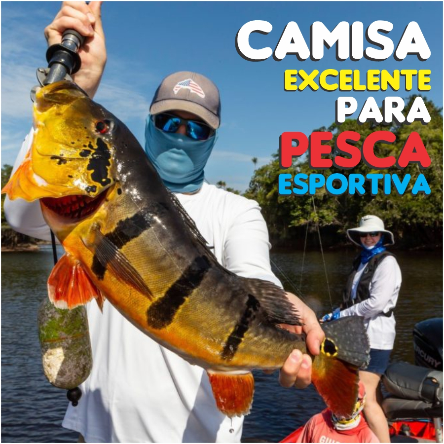 Kit Camisa Camiseta De Pesca + Bandana C/ Proteção Térmica Uv50 Dryfit