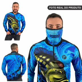 Kit Camisa Camiseta De Pesca + Bandana C/ Proteção Térmica Uv50 Dryfit