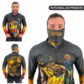 Kit Camisa Camiseta De Pesca + Bandana C/ Proteção Térmica Uv50 Dryfit