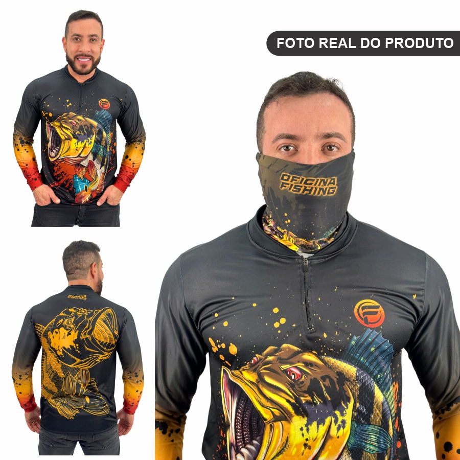 Kit Camisa Camiseta De Pesca + Bandana C/ Proteção Térmica Uv50 Dryfit