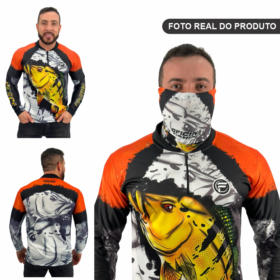 Kit Camisa Camiseta De Pesca + Bandana C/ Proteção Térmica Uv50 Dryfit
