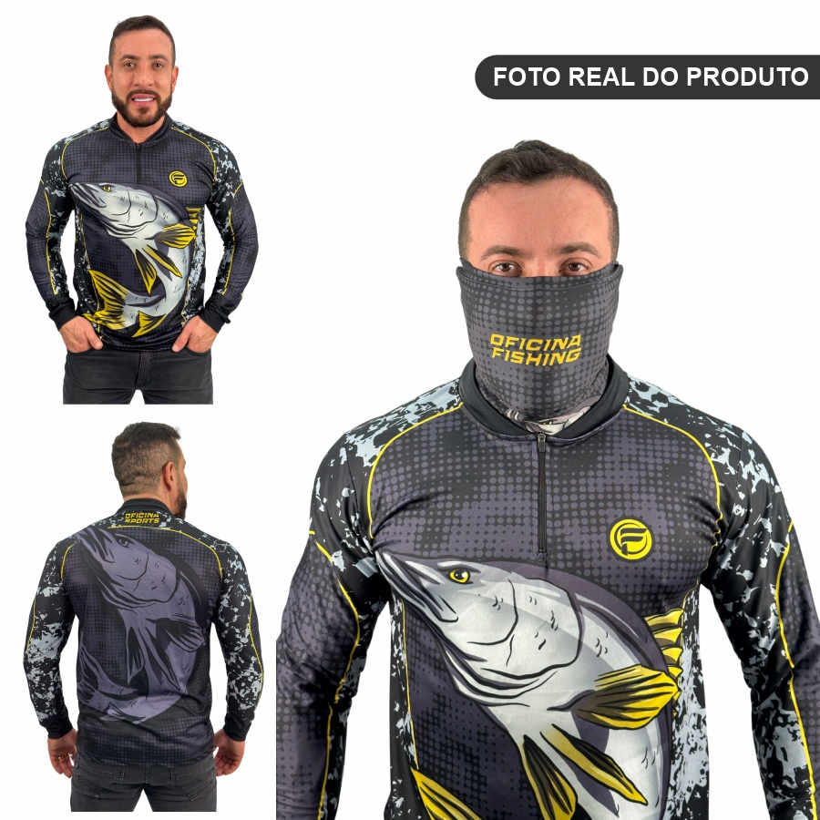 Kit Camisa Camiseta De Pesca + Bandana C/ Proteção Térmica Uv50 Dryfit