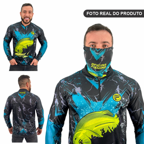 Kit Camisa Camiseta De Pesca + Bandana C/ Proteção Térmica Uv50 Dryfit