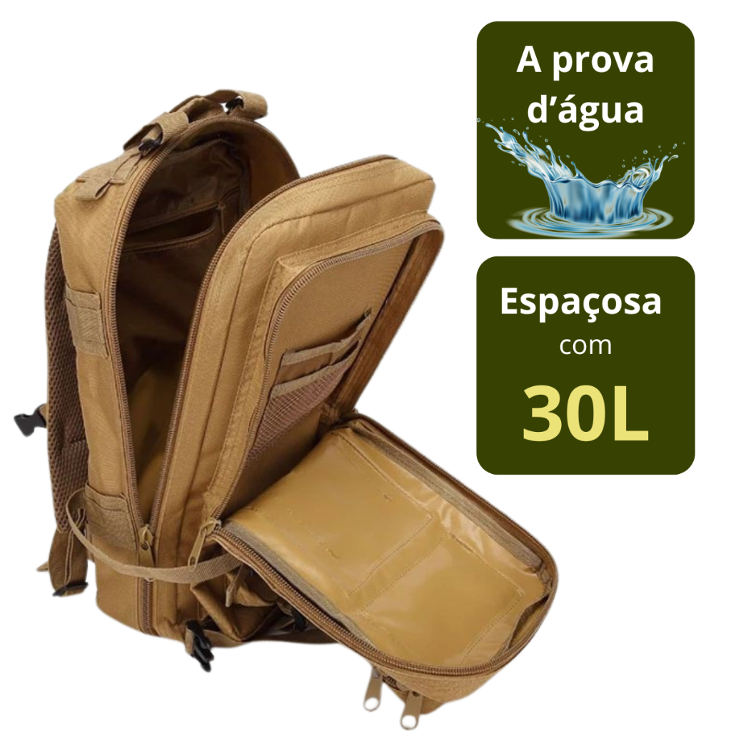 Mochila Assault Militar Tática Impermeável Camping Masculino Feminino Areia Bege