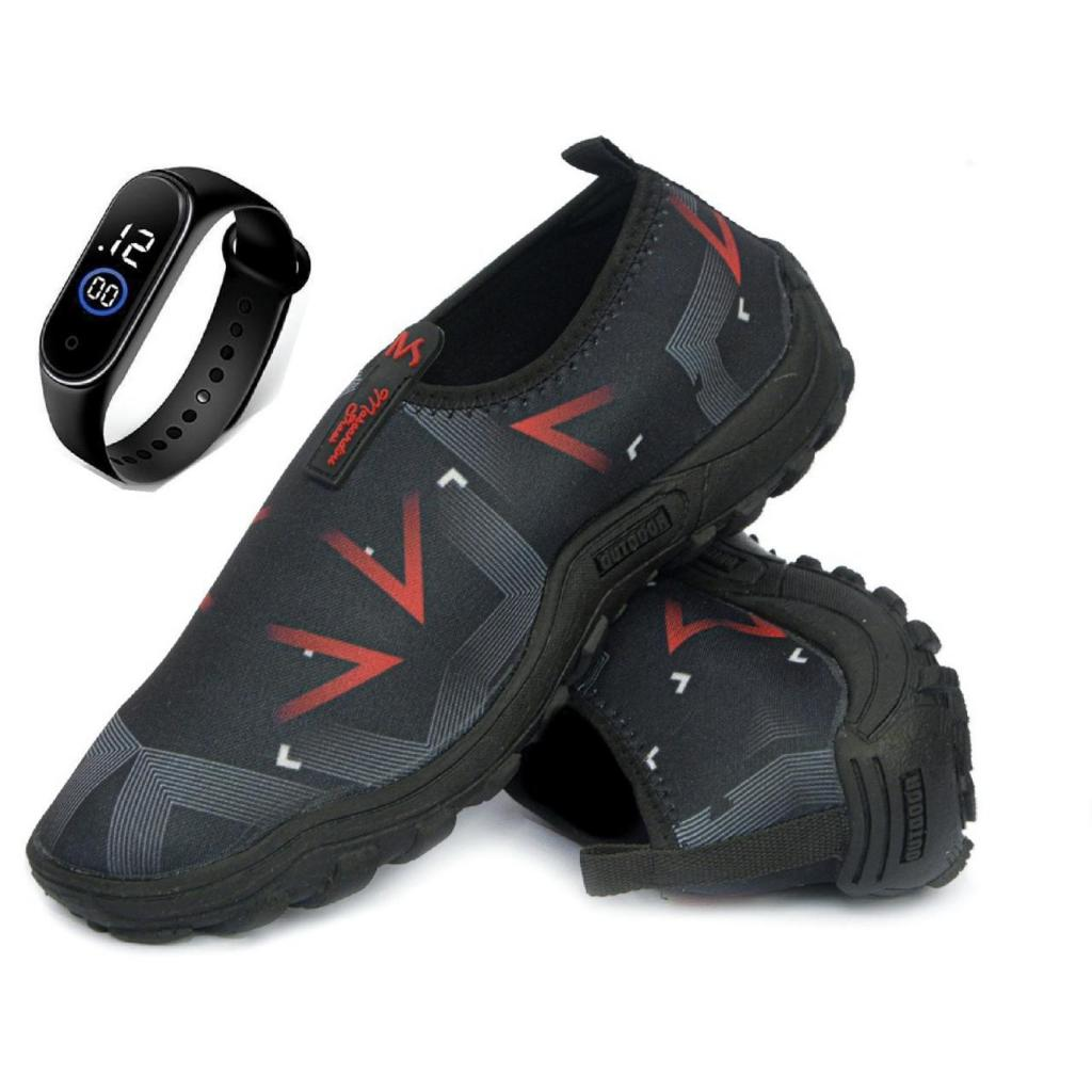 Sapatilha Aquatica Neoprene + Relógio digital Coleção Nova 2025 Antiderrapante