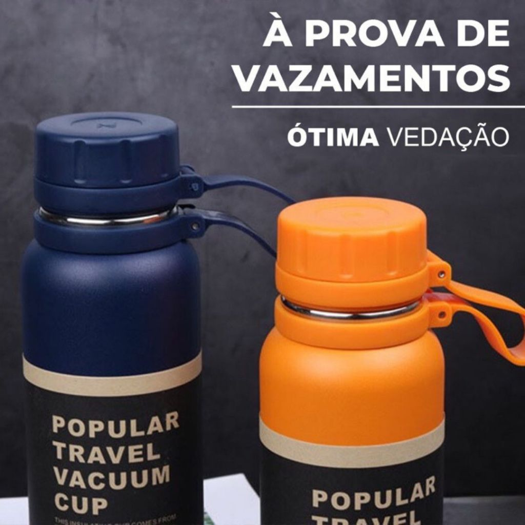 Garrafa Térmica 800ml em Aço Inoxidavel Modelo Travel à Vácuo Esportes Quente & Frio