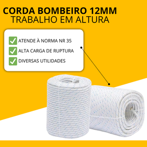20m Corda 12mm Resistente Escaladas Rapel Montanhismo Treino Exército Tipo Bombeiro C/ Alma Trançada