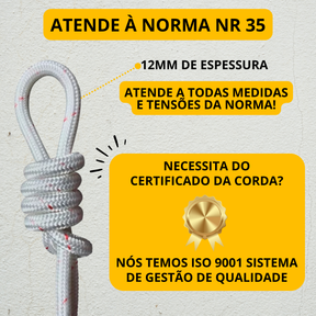 20m Corda 12mm Resistente Escaladas Rapel Montanhismo Treino Exército Tipo Bombeiro C/ Alma Trançada