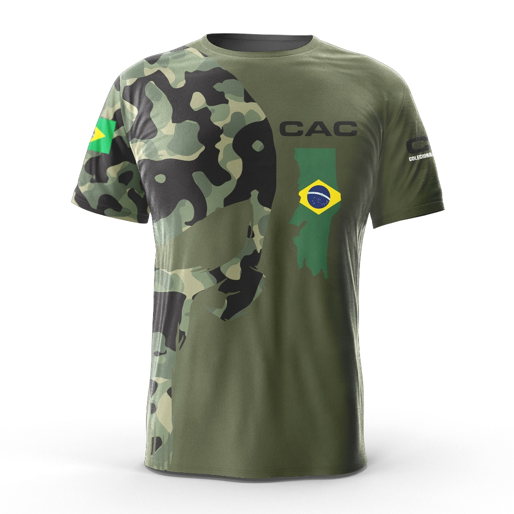 Camiseta Cac Colecionador Caça Militar Brasil Proteção Uv50+