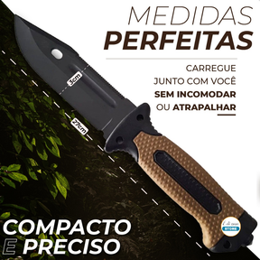 Faca Rambo Sobrevivência Pesca Punhal Quebra-Vidro Amolador Pederneira Apito Cabo ABS Emborrachado