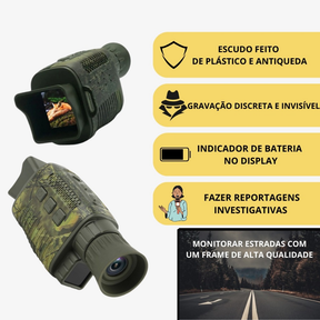 Câmera Monóculo Profissional de Caça Infravermelho Com Zoom Óptico e Digital 128gb NV1000