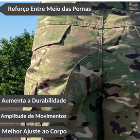 Calça Tática Masculina Militar Cargo Camuflado Multicam trilha Hiking Acampamento Pesca Farda Roupa