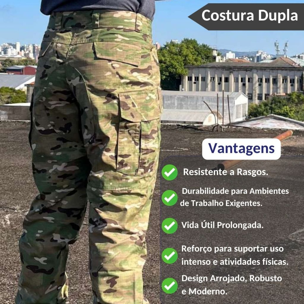 Calça Tática Masculina Militar Cargo Camuflado Multicam trilha Hiking Acampamento Pesca Farda Roupa