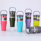 Garrafa Térmica 900ML Com Alça Flip Tumbl Aço Inoxidável Isolamento Térmico Com Canudo P/ Academia Trabalho Caminhada
