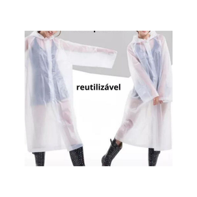 Capa chuva com Gabardina grossa e comprida transparente reforçada reutilizável