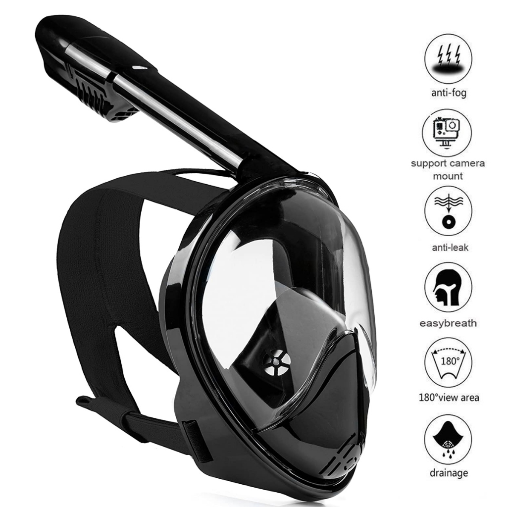 Máscara de Mergulho Snorkel Full Face Suporte Gopro Câmera