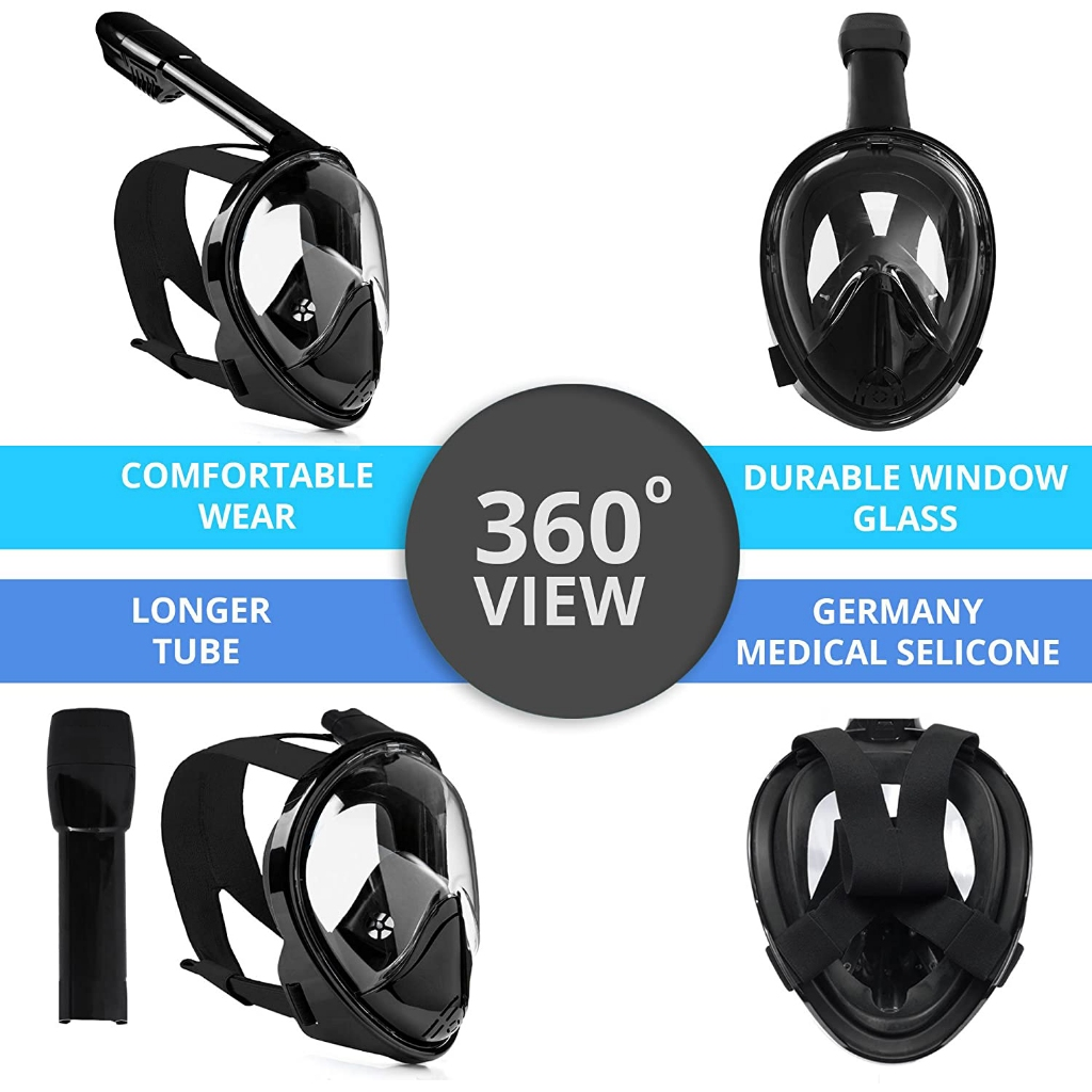 Máscara de Mergulho Snorkel Full Face Suporte Gopro Câmera
