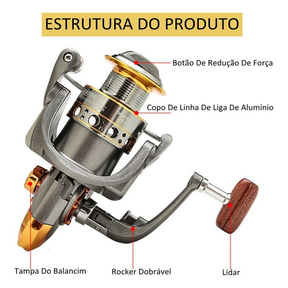 vara de pesca Joyfox Kit Vara Molinete1,8m + Carretel Molinete Dc7000 12+1 Rolamentos