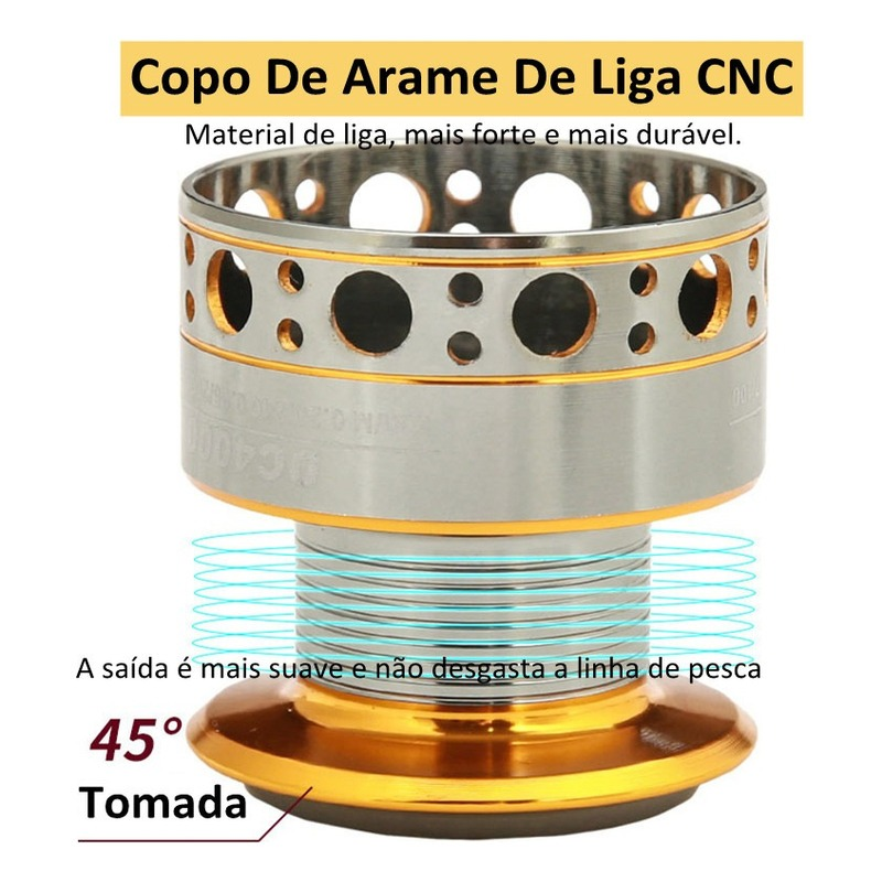 vara de pesca Joyfox Kit Vara Molinete1,8m + Carretel Molinete Dc7000 12+1 Rolamentos