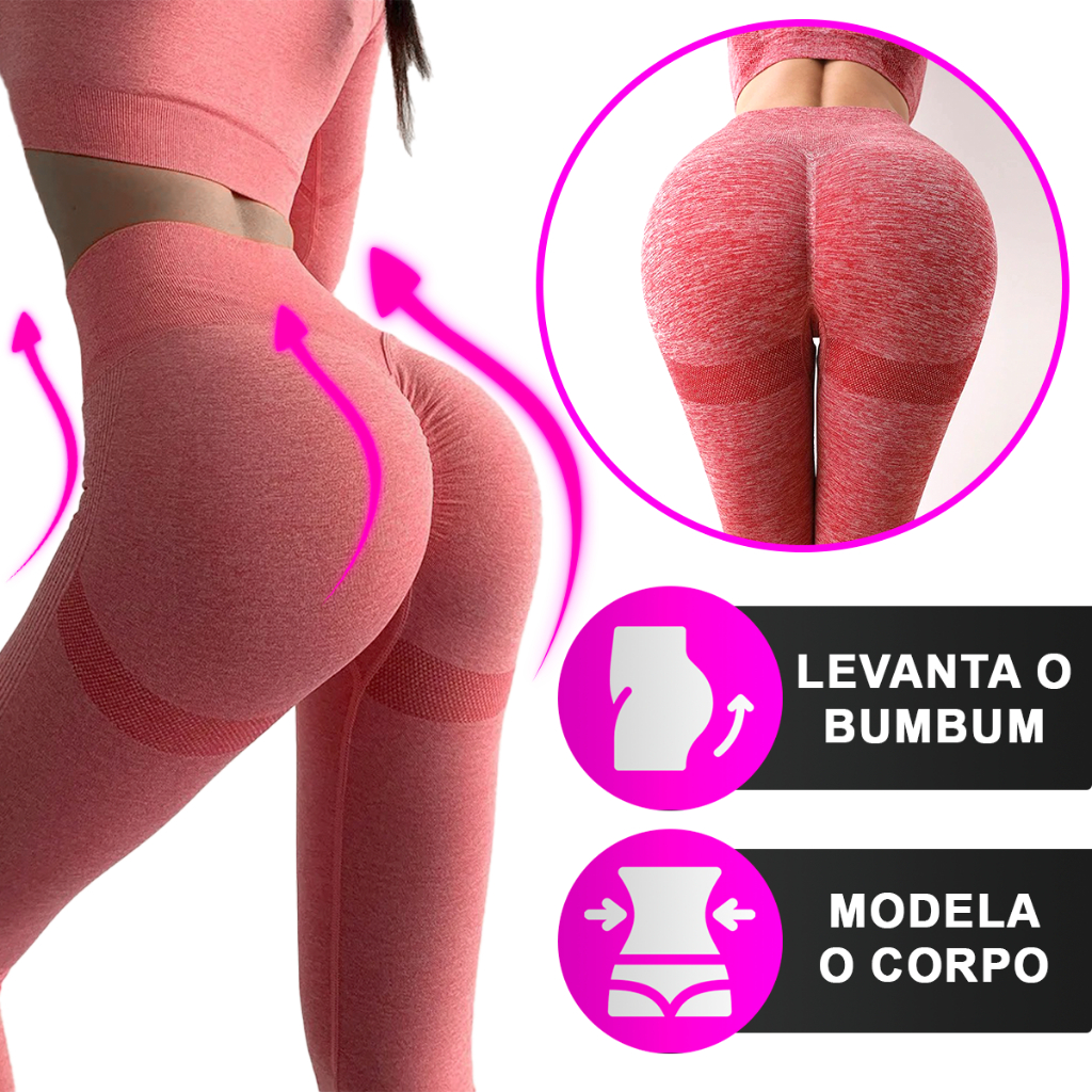 Kit Com 2 Calça Legging Feminina Academia Esportiva Fitness Cintura Alta Levanta Bumbum