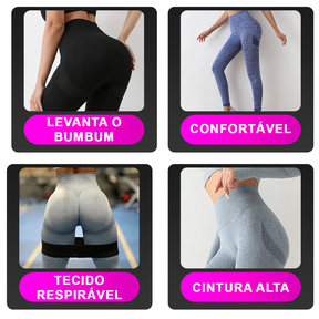 Kit Com 2 Calça Legging Feminina Academia Esportiva Fitness Cintura Alta Levanta Bumbum