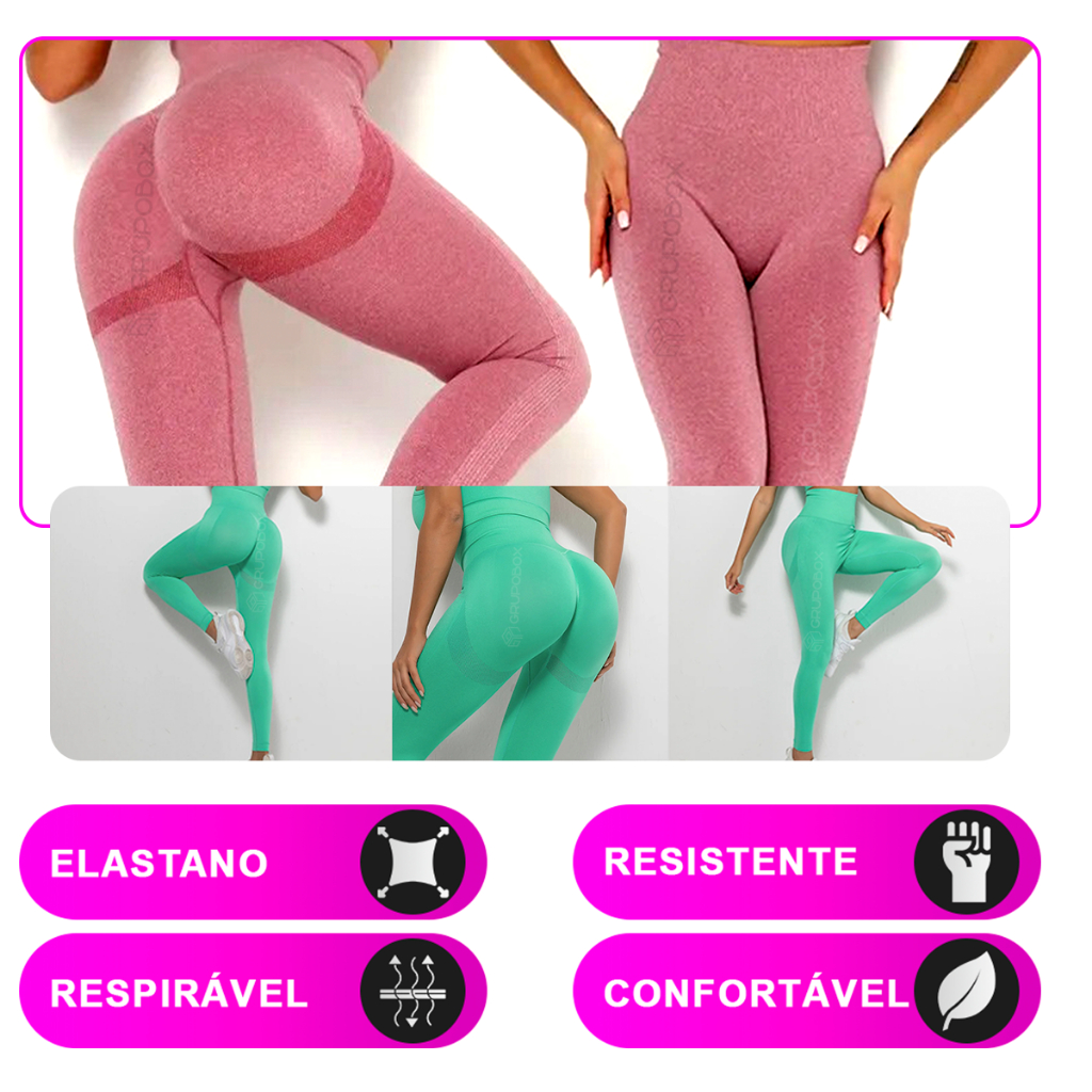 Kit Com 2 Calça Legging Feminina Academia Esportiva Fitness Cintura Alta Levanta Bumbum