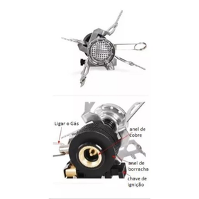 Mini Fogareiro Portátil Acendimento Auto/Click Pesca Camping Trilha Acampamento 4220
