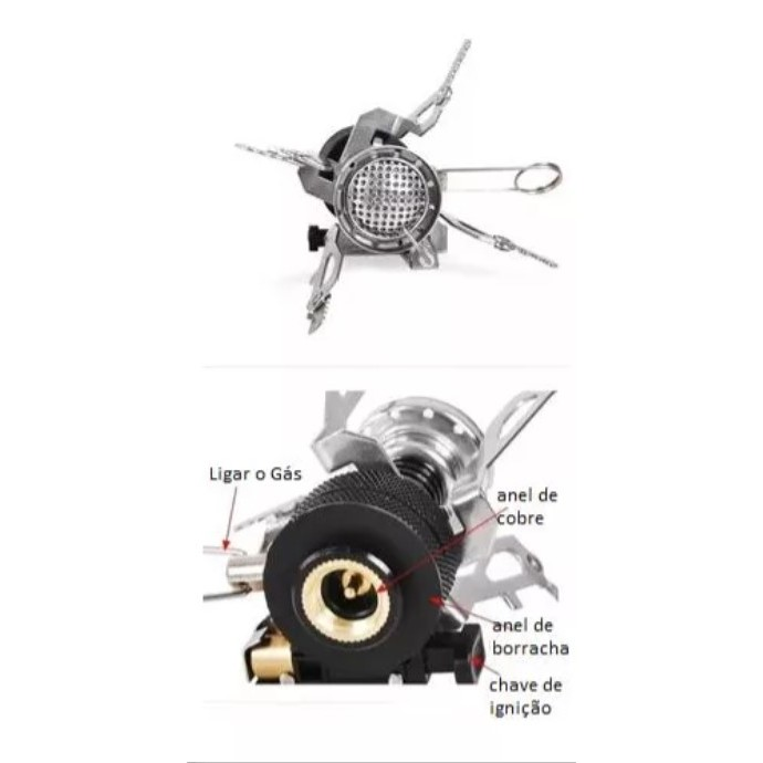 Mini Fogareiro Portátil Acendimento Auto/Click Pesca Camping Trilha Acampamento 4220
