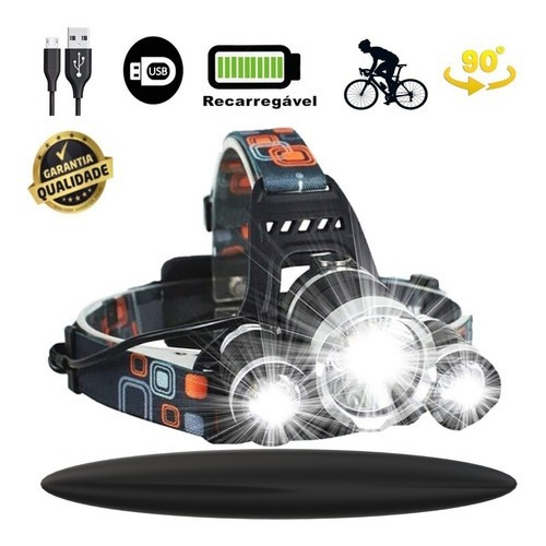 Lanterna De Cabeça Profissional Direcionável Led 3 Funções Ultra Potente Capacete 3 Lanternas Leds