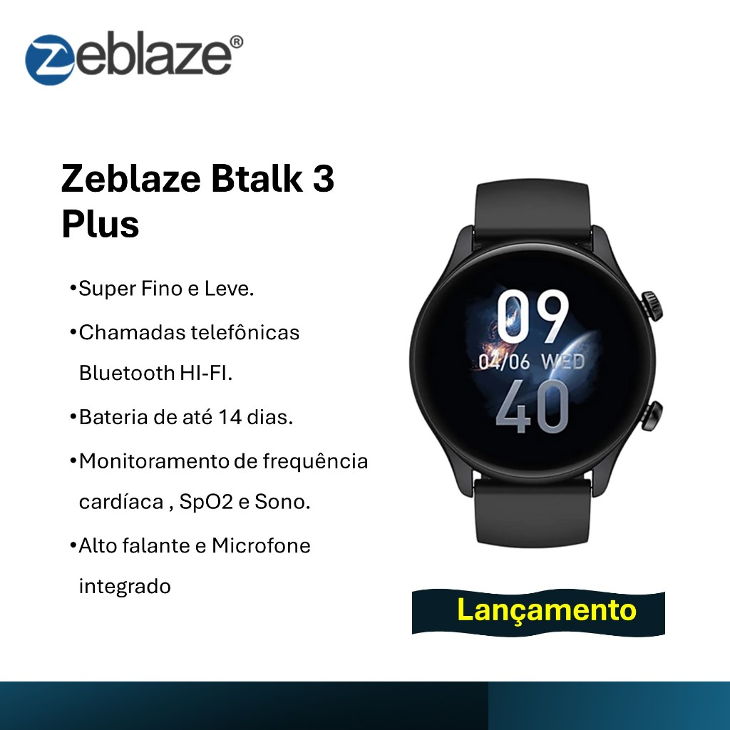 Smartwatch Zeblaze Btalk 3 Plus - Relógio Inteligente - Original