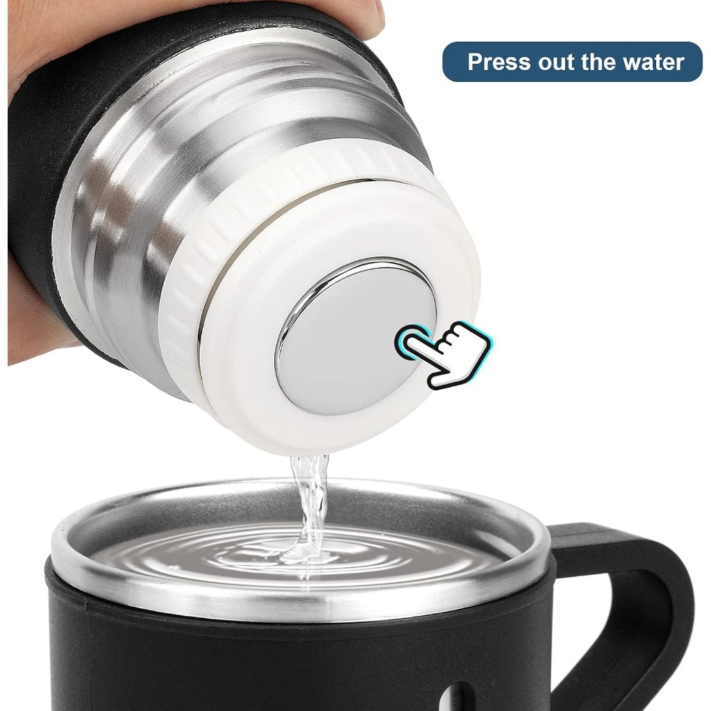 caneca Kit Garrafa Térmica Vacuum Bottle Inox 500ml 3 Xícaras para Bebidas Quentes ou Frias Presente de Dia dos Pais