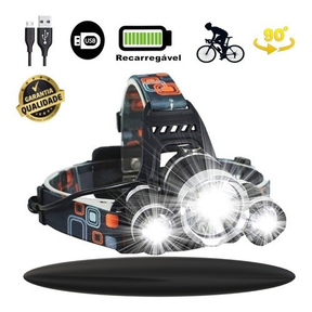 Lanterna De Cabeça Profissional Direcionável Led 3 Funções Ultra Potente Capacete 3 Lanternas Leds