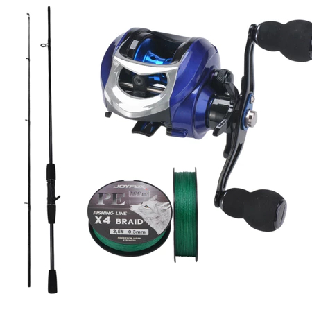 Kit Vara De Pesca Carretilha de Pesca Esquerda/Direito 17+1 Rolamentos JOYFOX